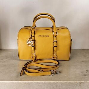 LN - Michael Kors Leather Duffel Satchel/Crossbody Yellow Sun-Flower